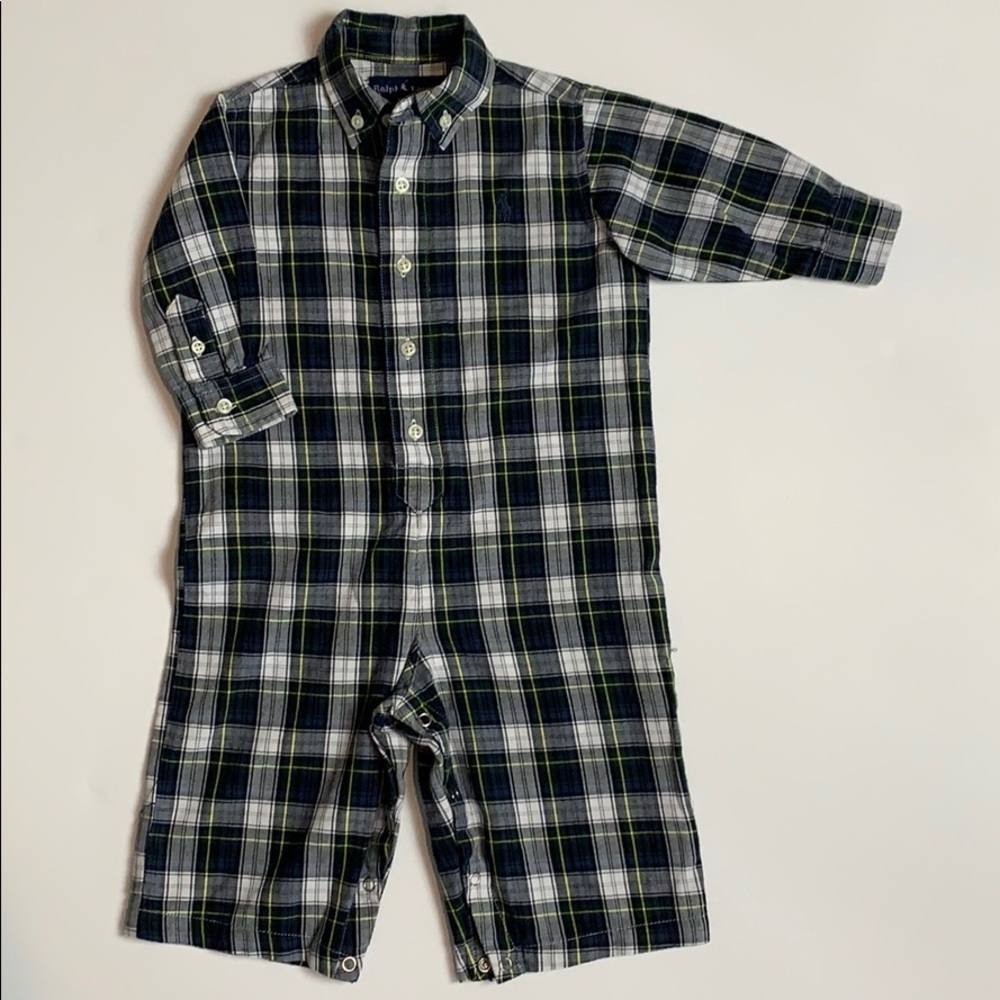 RALPH LAUREN Plaid Lightweight Coverall, EC Boy 12M